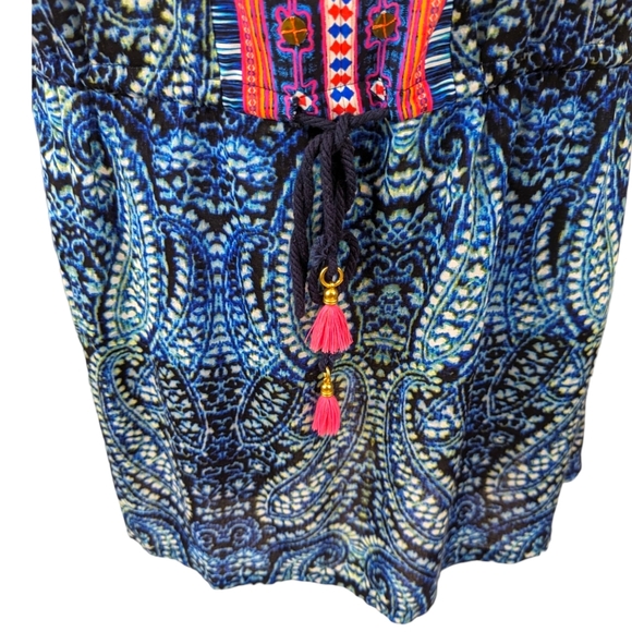 Nanette Lepore Indigo Paisley Mini Dress Halter Beach Coverup Womens Small Boho - Picture 4 of 11